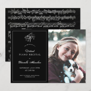 Classic Black Piano Virtual Recital Photo Invitation