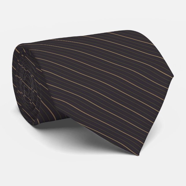Classic Black Pinstripe Groom Wedding Tie (Rolled)