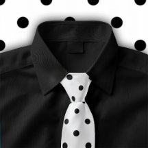 Classic Black Polka Dot Pattern on White Tie