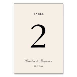 Classic Black Script Elegant Wedding Custom Ivory Table Number