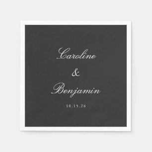 Classic Black Script Elegant Wedding Custom Name Napkin