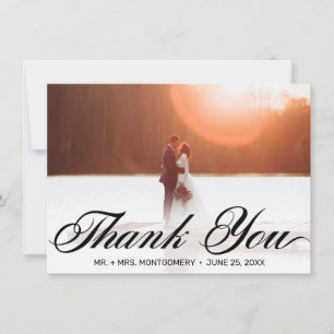Classic Black Script Typography Wedding Thank You Card