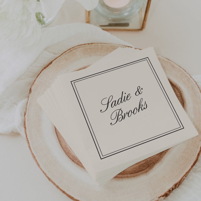 Classic Black Script Wedding Napkin (Creator Uploaded)
