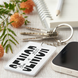 Classic black Senior custom personalised Key Ring