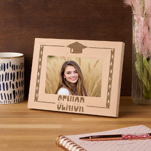 Classic black Senior leaf borders custom Etched Frames