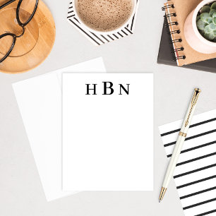 Classic Black Serif Initials Monogram Card
