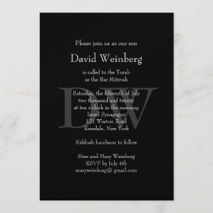 Classic Black & Silver Bar Mitzvah Invitation