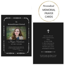 Classic Black Silver Orthodox Funeral Prayer Card