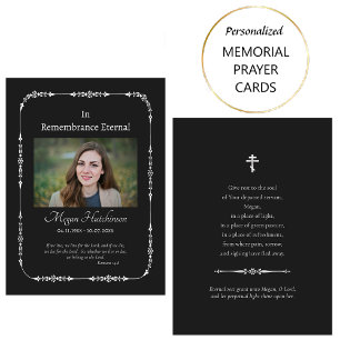 Classic Black Silver Orthodox Funeral Prayer Card