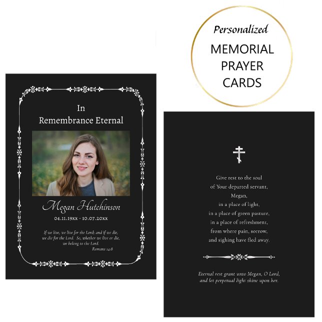 Classic Black Silver Orthodox Funeral Prayer Card  (Creator Uploaded)