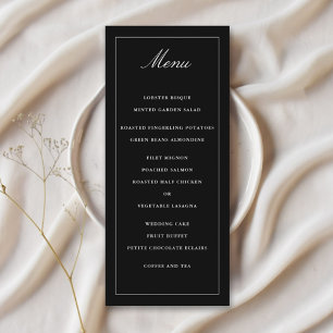 Classic Black Simple Elegance Wedding Menu