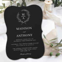 Classic Black Simple Elegant Monogram Wedding