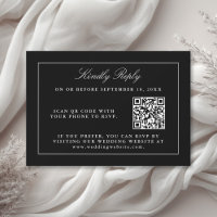 Classic Black Simple Elegant RSVP with QR Code