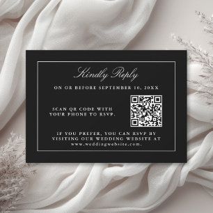 Classic Black Simple Elegant RSVP with QR Code