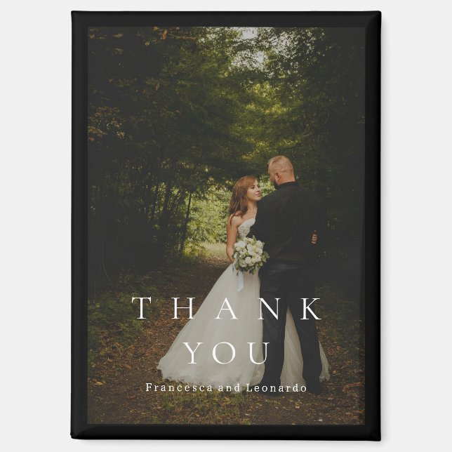 Classic Black Simple Photo Wedding Magnet (Front)