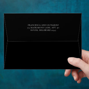 Classic Black Simple Wedding Envelope