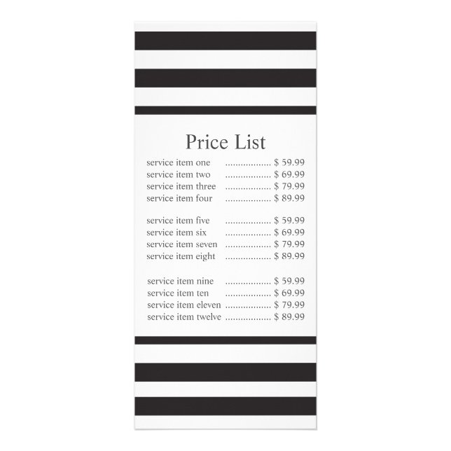 Classic Black Stripe Business Price Rack Card (Front)