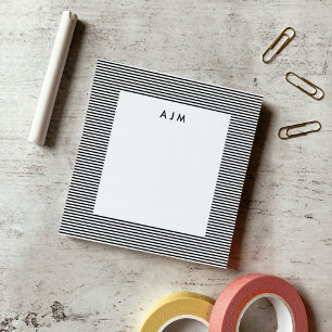 Classic Black Stripes Monogram Post-it Notes