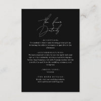 Classic Black Stylish Script Wedding Details