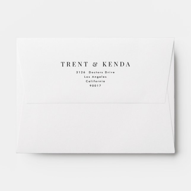 Classic Black Text and White Modern Invitation Envelope (Back (Top Flap))