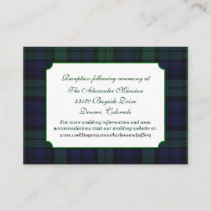 Classic Black Watch Plaid Wedding Enclosure Card