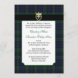 Classic Black Watch Tartan Wedding Invitation