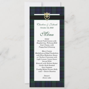 Classic Black Watch Tartan Wedding Menu Invitation