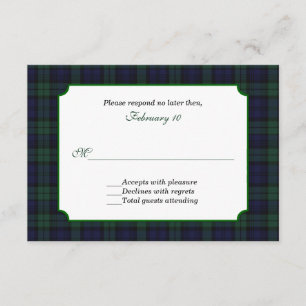 Classic Black Watch Tartan Wedding RSVP