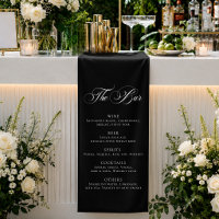 Classic Black Wedding Bar Menu Reception Décor