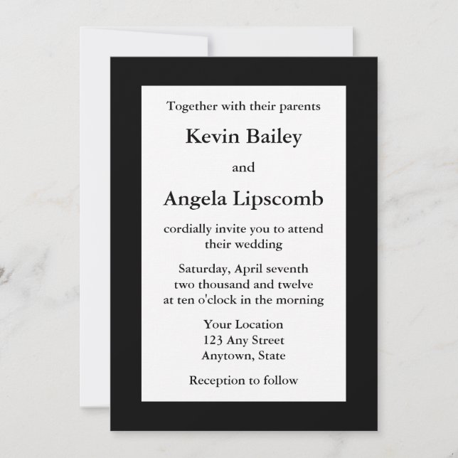 Classic Black Wedding Invitations or Announcements (Front)