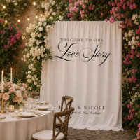Classic Black Wedding Welcome Backdrops Banner