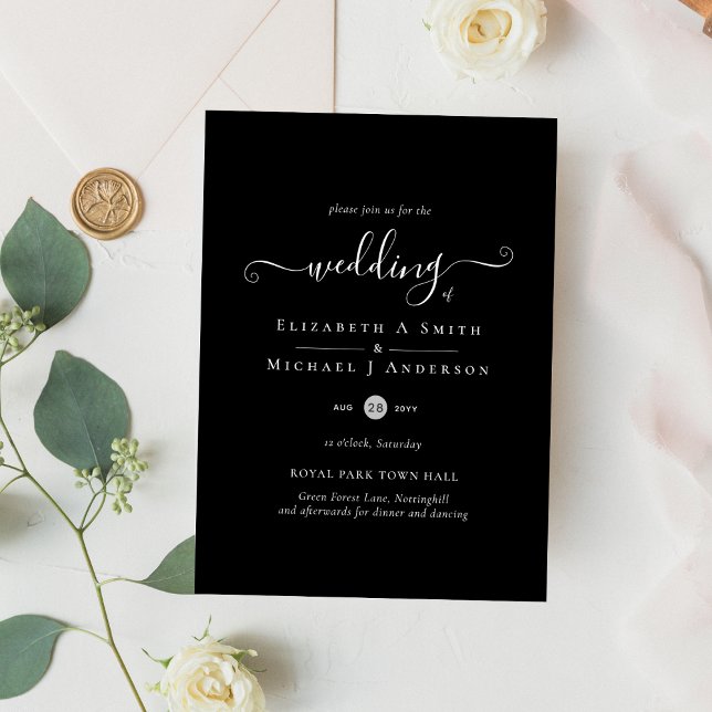 Classic Black White Budget Wedding Invitation (Creator Uploaded)