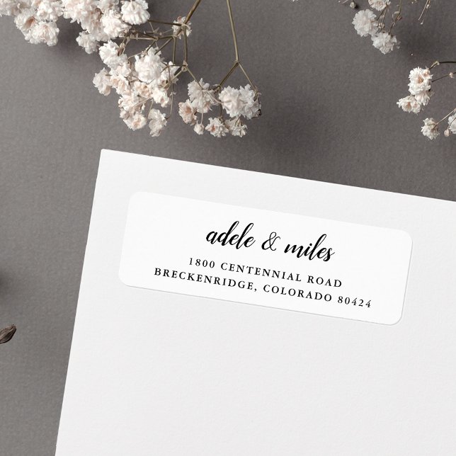 Classic Black & White Calligraphy Return Address Label (Creator Uploaded)