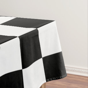 Classic Black & White Checkers Tablecloth