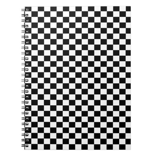 Classic Black & White Chequered  Notebook (Front)