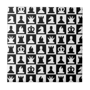 Classic Black & White Chessboard Pattern Ceramic Tile