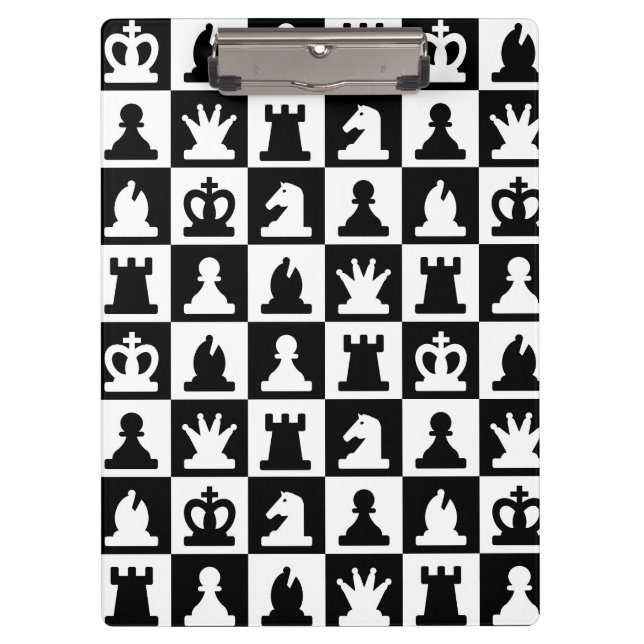Classic Black & White Chessboard Pattern Clipboard (Front)