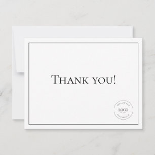 Classic Black White Company Logo Social Thank You Card