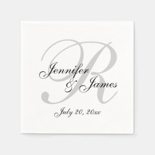 Classic Black & White Custom Monogram Paper Napkin