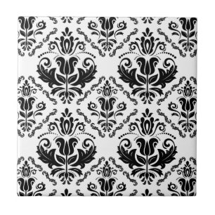 Classic Black White Damask Pattern - Stylish Chic Ceramic Tile