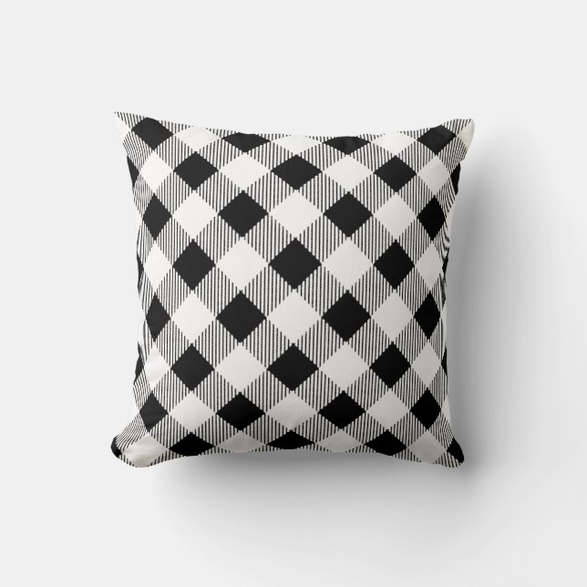 Classic black white diagonal strips cushion (Front)