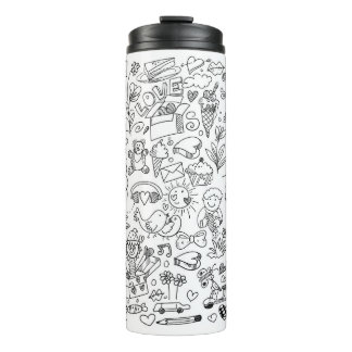 Classic Black & White Doddle Life ! Thermal Tumbler