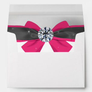 Classic Black & White Drapery with Magenta Bow Envelope