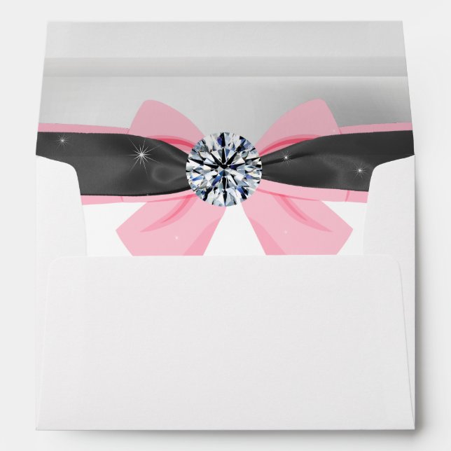 Classic Black & White Drapery with Pink Bow Envelopes (Back (Bottom))