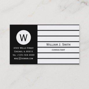 Classic Black White Elegant Monogrammed Business Card