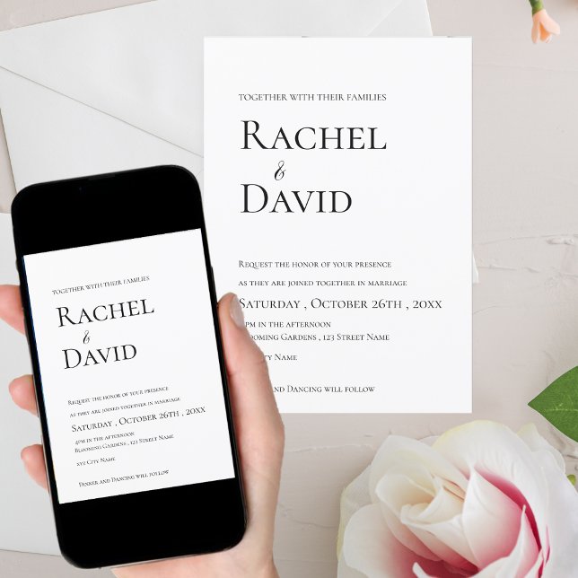 Classic Black White Elegant Typography Wedding Invitation (Classic Black White Elegant Typography Wedding Invitation)