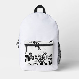 Classic Black & White Faded Floral Backpack