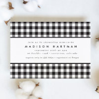 Classic Black White Gingham Plaid Baby Shower