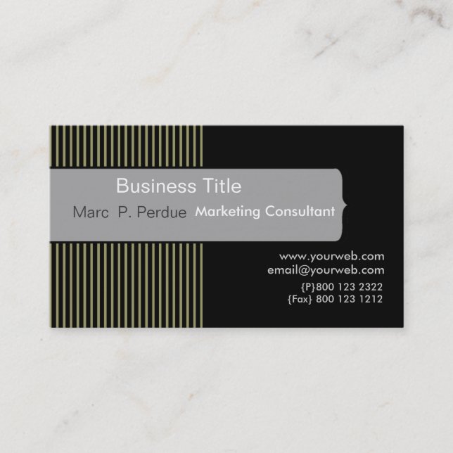 Classic Black White Grey Masculine Corporate Business Card (Front)