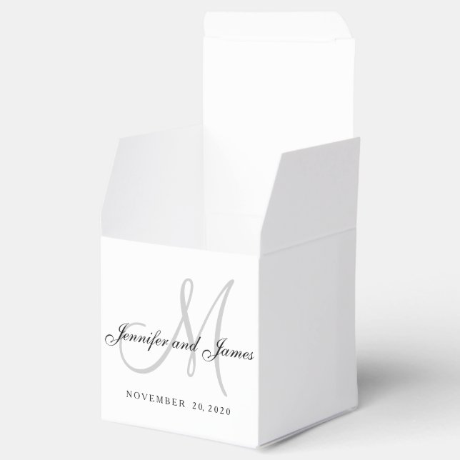 Classic Black White Grey Monogram Favour Box (Opened)